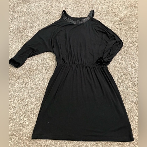 Guess Black Open Sleeved Mini Dress w/ Sequined Neckline Size XS - Picture 2 of 3